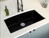 QUARTZ SINGLE BOWL BLACK CENTER DRAIN