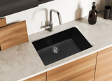 QUARTZ SINGLE BOWL BLACK CENTER DRAIN