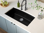 QUARTZ SINGLE BOWL BLACK CENTER DRAIN