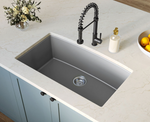 QUARTZ SINGLE BOWL GRAY CENTER DRAIN