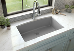 QUARTZ SINGLE BOWL GRAY CENTER DRAIN