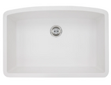 QUARTZ SINGLE BOWL WHITE CENTER DRAIN