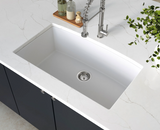 QUARTZ SINGLE BOWL WHITE CENTER DRAIN